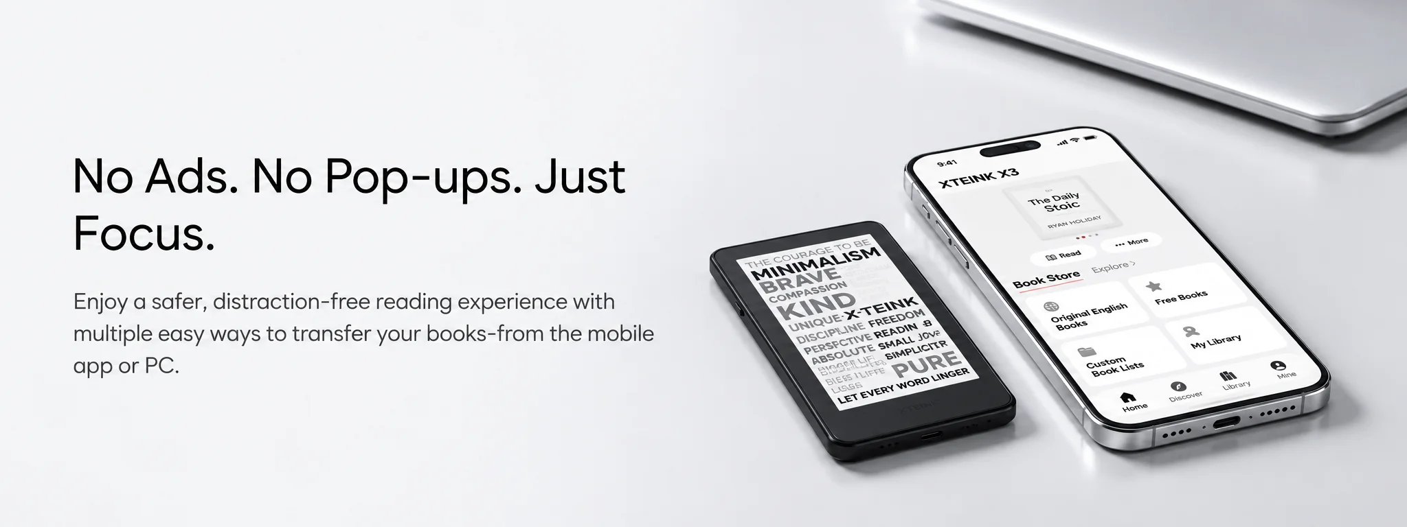 XTEINK X3 reading and mobile book transfer feature graphic