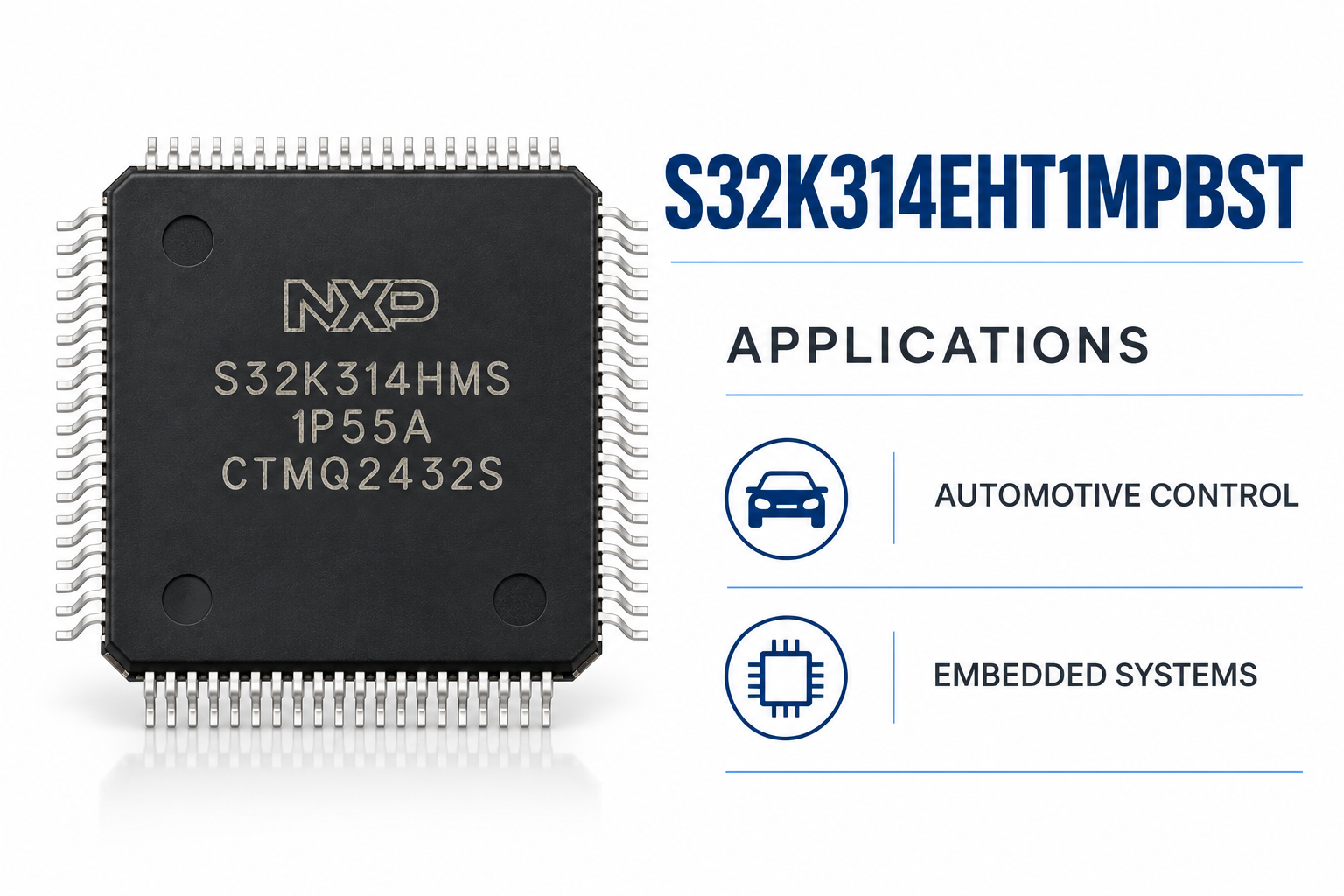S32K314EHT1MPBST applications: marketplace listing image; supplied lot marking to confirm