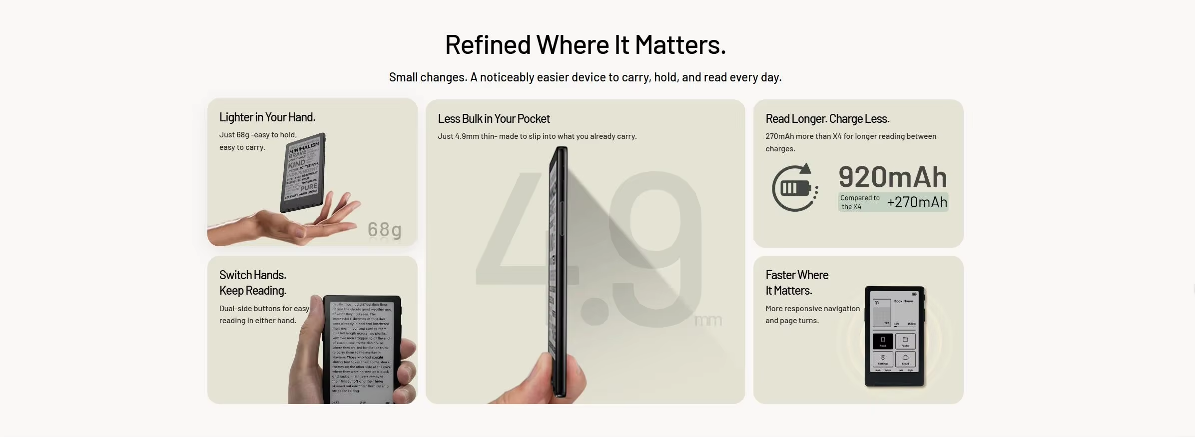 XTEINK X4 Classic portability and battery feature graphic