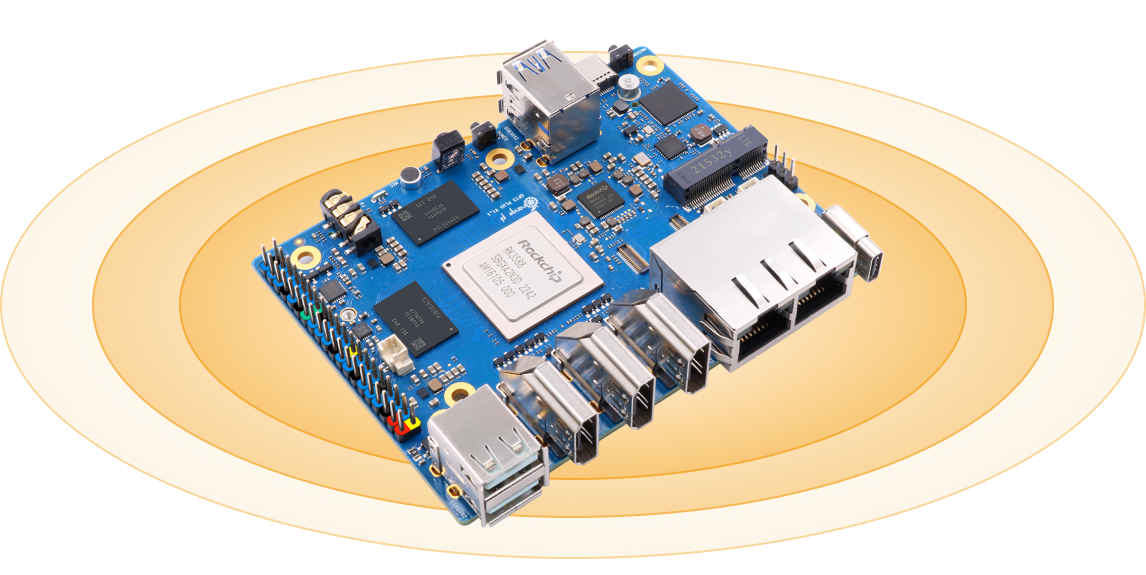 Orange Pi 5 Plus RK3588 board, angled product view