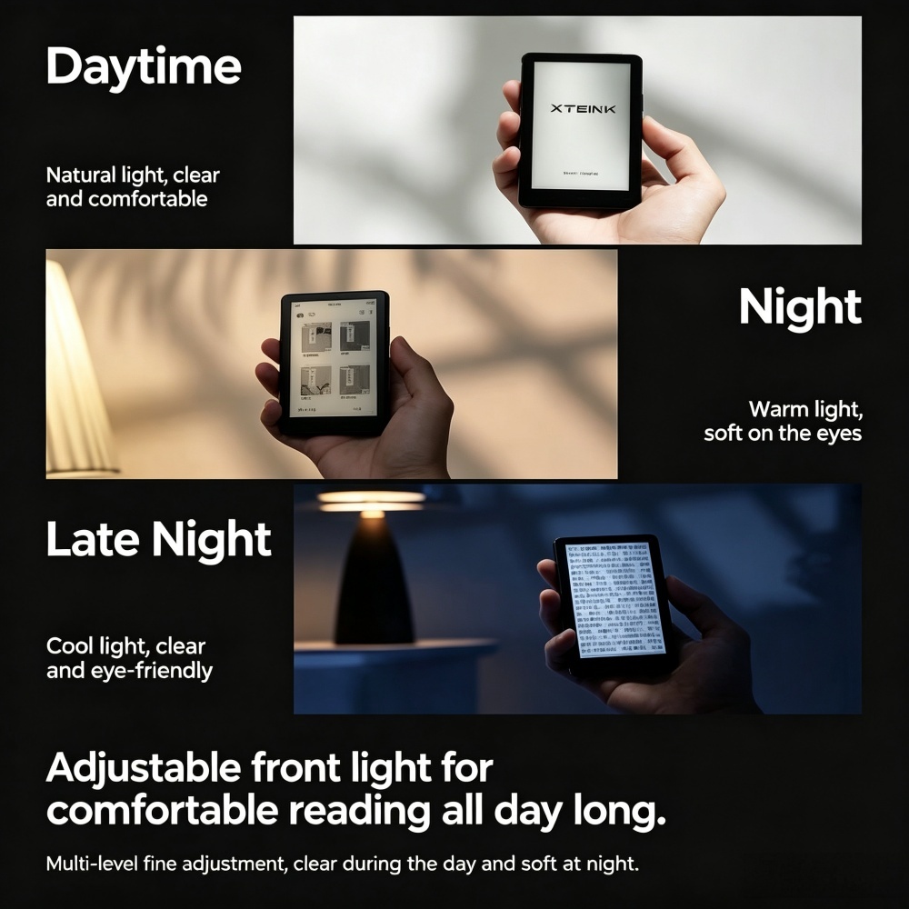 Xteink S4 adjustable warm and cool front-light for daytime and night reading