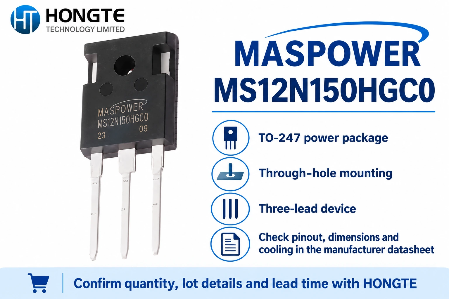 HONGTE MS12N150HGC0 TO-247 three-lead through-hole package and ordering guidance graphic