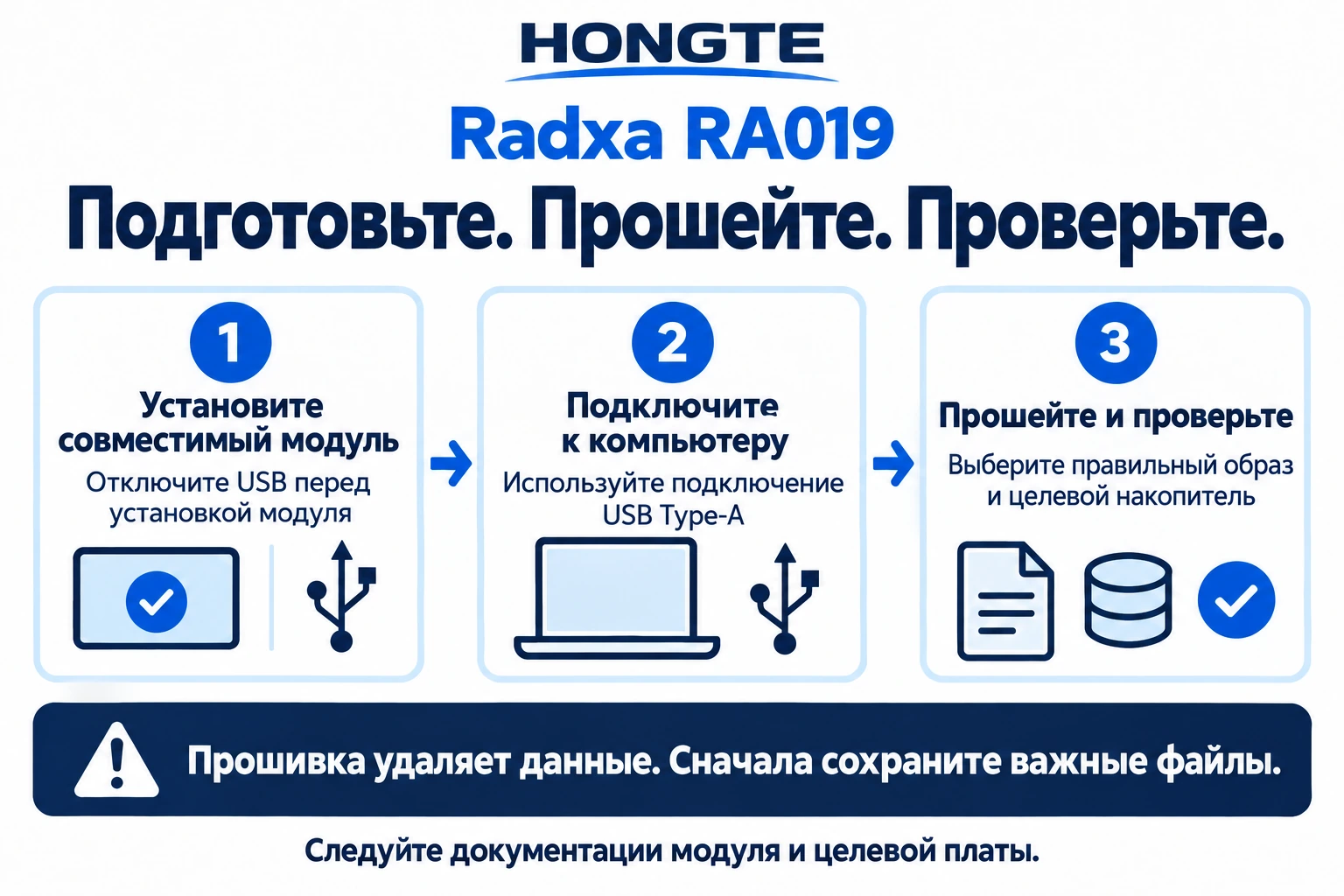 Radxa RA019 — подготовка, прошивка и проверка модуля памяти